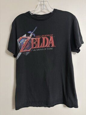 The Legend Of Zelda Retro Ocarina Of Time T Shirt Unisex Adult Medium Black